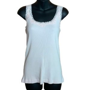 Chico’s pale pink tank top with lace/sequin/beading EUC size 3 (XL/16)